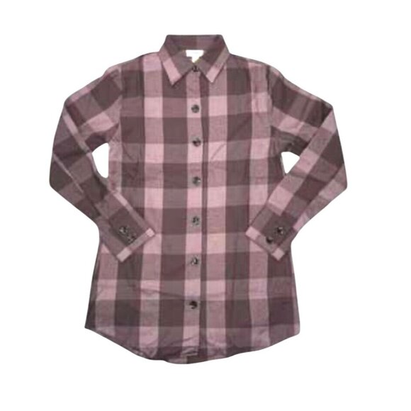 LuLaRoe Abigail Flannel Long-Sleeve Button-Up Plaid Shirt Pink/Brown Large - Picture 8 of 16